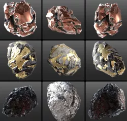 HQ meteors and asteroids infinite LODS hyper Low-poly 3D model