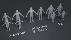Human Body Base Mesh 10 3D Models Pack 1000 Polygons Low-poly 3D model