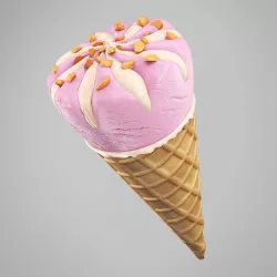 Ice Cream Waffle Cone Strawberry 3D model