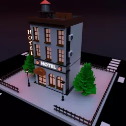 Isometric Hotel Low-poly 3D model