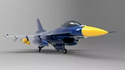 Jet Blue F-16 Low-poly 3D model