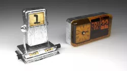 Loft alarm clock and mechanical calendar Low-poly 3D model