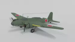 Low Poly Cartoon Mitsubishi Ki-21 Sally WWII Airplane Low-poly 3D model