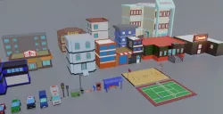 Low Poly City Pack Low-poly 3D model