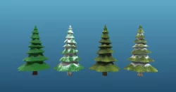 Low poly Snowy Spruce Tree Game Asset with 4 diffrent Textures Low-poly 3D model