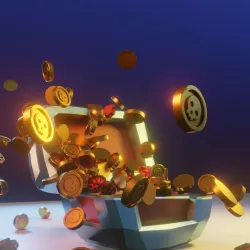 Low Poly Treasure Chest Coin Explosion animation Low-poly 3D model