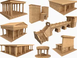 Lowpoly Ancient Temples Collection With Interior Low-poly 3D model