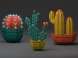 Lowpoly cactus set 3D model