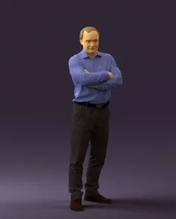 Man in suit gray pants blue top 0578 3D model