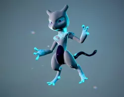 Mewtwo Rig Pose Turntable 3D character Low-poly 3D model