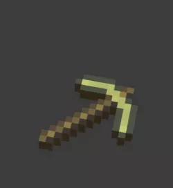 minecraft gold pickaxe  Low-poly 3D model