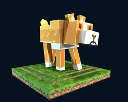 MineCraft Themed Dog - 3D Model and Textures Low-poly 3D model