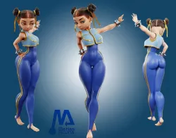 Modelo de Chun Li  Low-poly 3D model