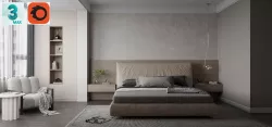 Modern minimalist style bedroom 3D model