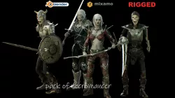 pack of necromancer Low-poly 3D model