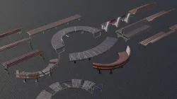Park benches Low-poly 3D model