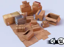 PBR Assets - Cardboard Boxes Low-poly 3D model