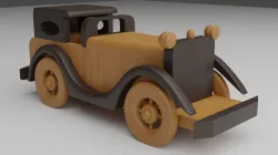 Real life size wooden car decor 3D model