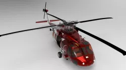 Red Helicopter Low-poly 3D model