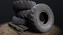 SCANNED RUSSIAN TRUCK TIRE Low-poly 3D model