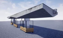 Soviet Monumental Large Bus Stop Low-poly 3D model