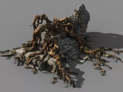 Stone Building-Stone Statue-Big Tree Root 05 3D model