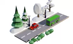 Street Set Lowpoly 3d model Low-poly 3D model