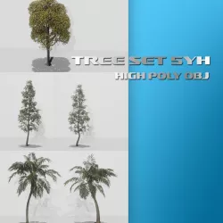 Tree set 5yh high poly 3D model