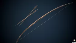 Viking Arrow and Bow Game-Ready Low-poly 3D model