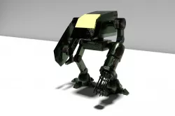 War battle robot with sheild and gun arm 3D model