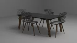Wire Chair and Table  Low-poly 3D model
