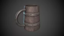Wooden Cup Medieval Low-poly 3D model