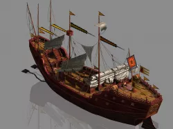 Wooden Ship-Battle Ship 01 3D model