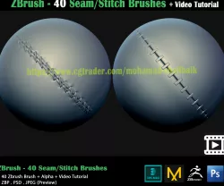 ZBrush - 40 Seam-Stitch-Brushes -Video-Tutorial 3D model