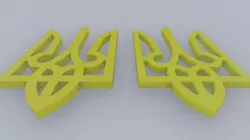 2 Emblem Trident Tryzub of Ukraine 3D model