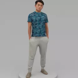 A Strong Man Posing with Hands in Pockets 3D model
