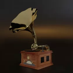 An antique gramophone a gramophone from old-fashioned 3D model