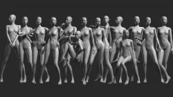 Animated Female Mesh - 14 poses Low-poly 3D model