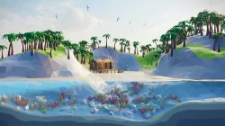 Atoll beach scene Low-poly 3D model