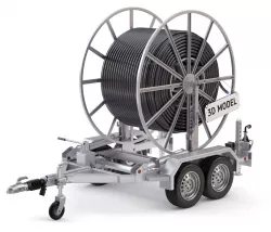 Broadband Cable Drum With Trailer 3D model