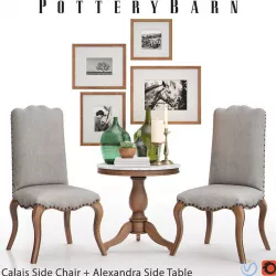 Calais Side Chair with Alexandra Side Table 3D model