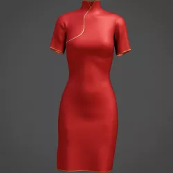 Chinese kimono - Female kimono dress Low-poly 3D model