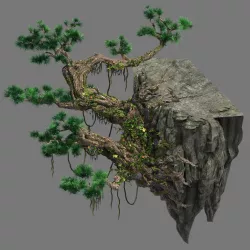 Cliff side - pine 3D model