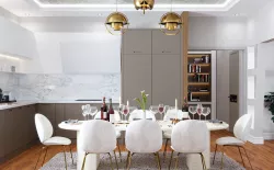 combined kitchen with living room 3D model