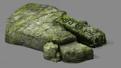 Covered with moss - stone 01 3D model