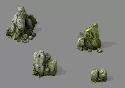 Covered with moss - stone 02 3D model