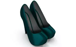 Dark Jade silk high heel pump Low-poly 3D model