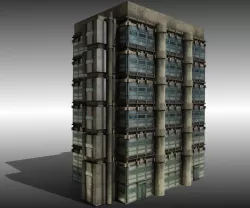 Dirty Low Poly Building glass and concrete Low-poly 3D model