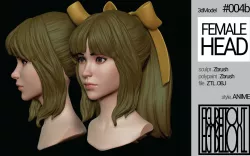 Female Anime Head 4b-Eve-No Android Body 3D model