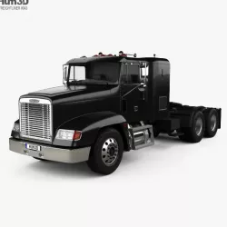 Freightliner FLD 120 Tractor Flat Top Sleeper Cab Truck 1994 3D model